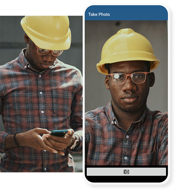 man uses device